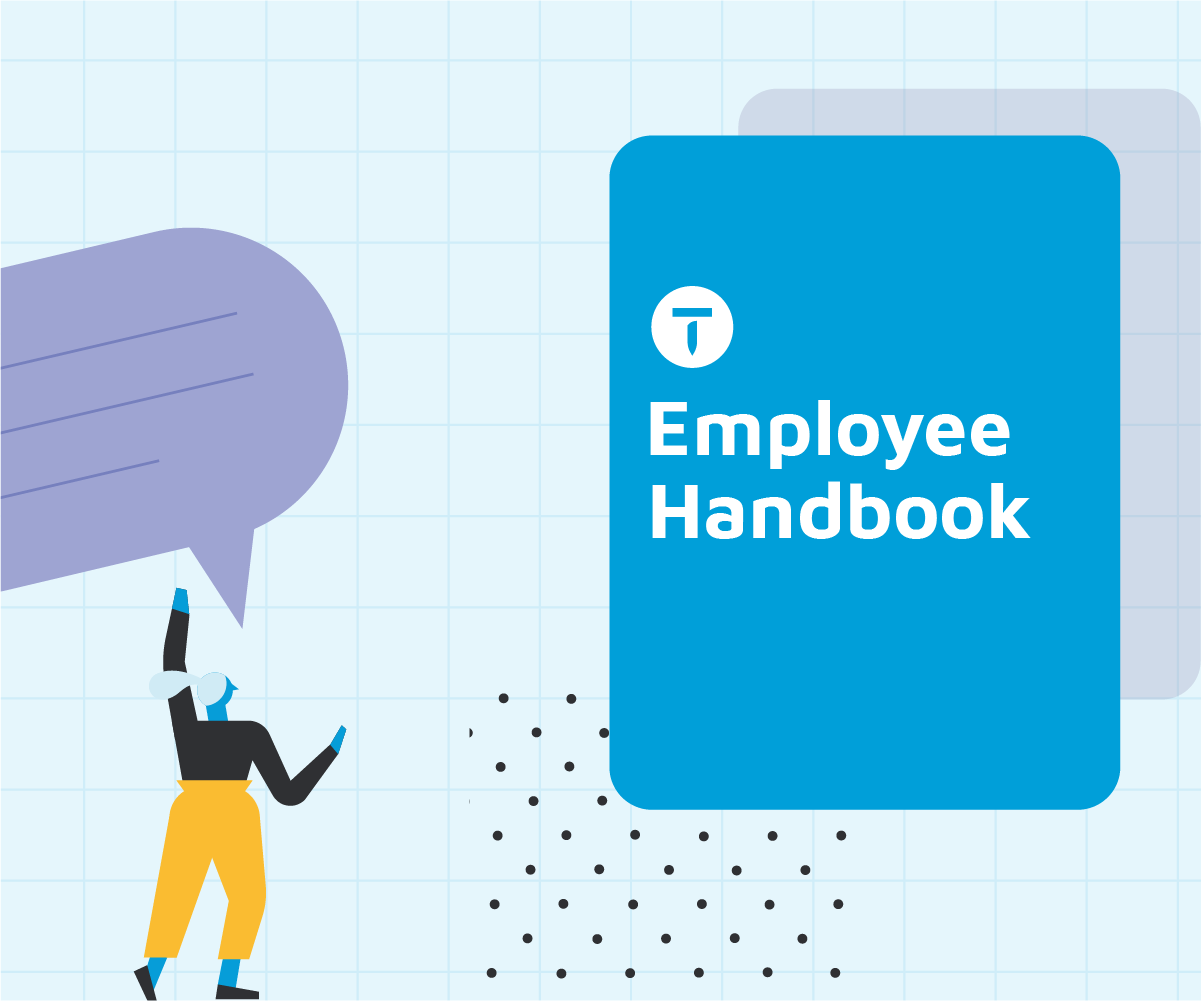Illustration of an Employee Handbook cover.