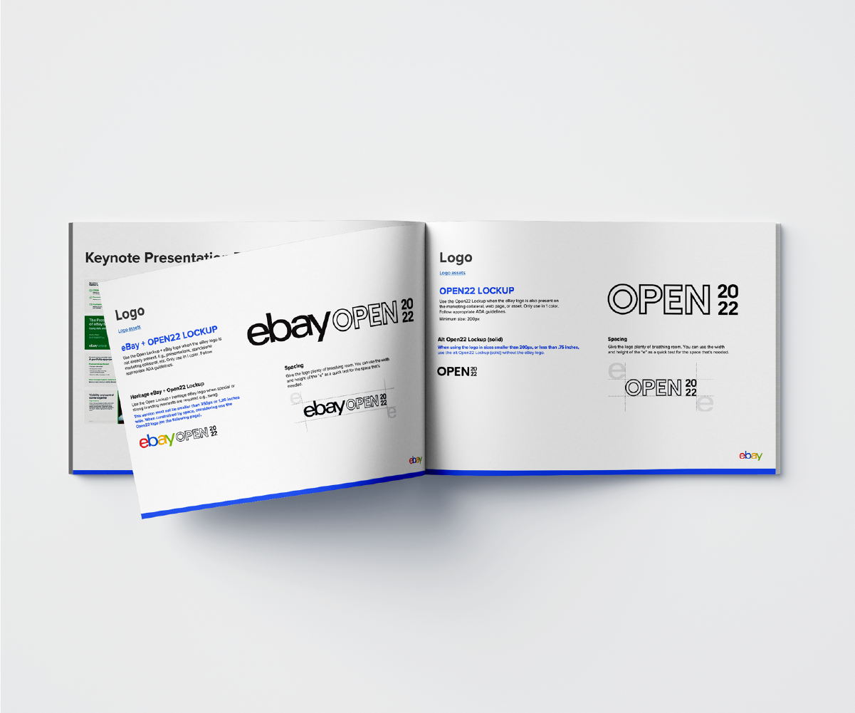 Detail page view of eBay Open brand book guidelines.